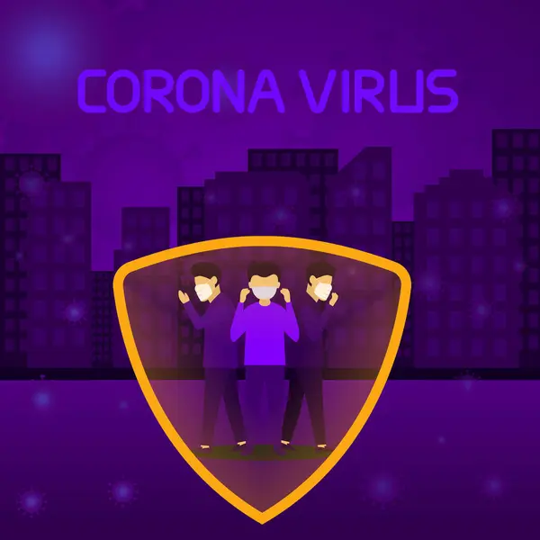 Persona Protegida Por Virus Corona Wuhan Coronavirus 2020 Hombre Joven — Vector de stock