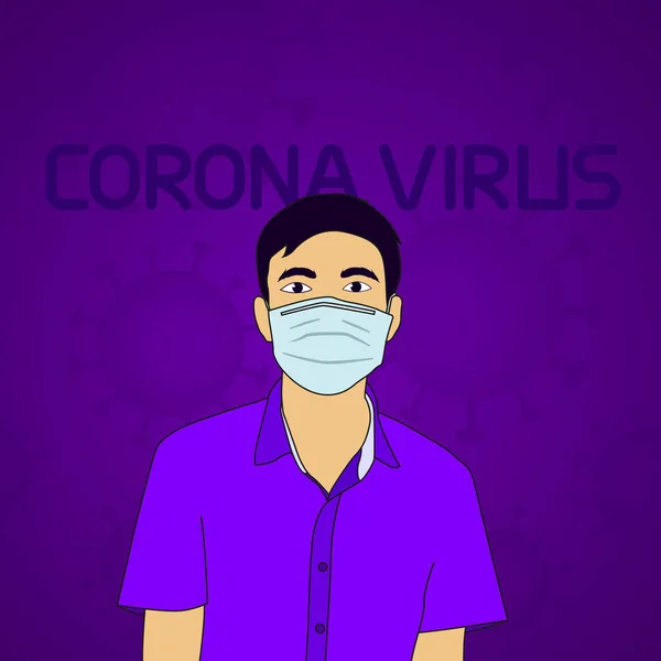 Personnes Coronavirus 2019 Ncov Virus Wuhan Corona 2020 Jeune Homme — Image vectorielle