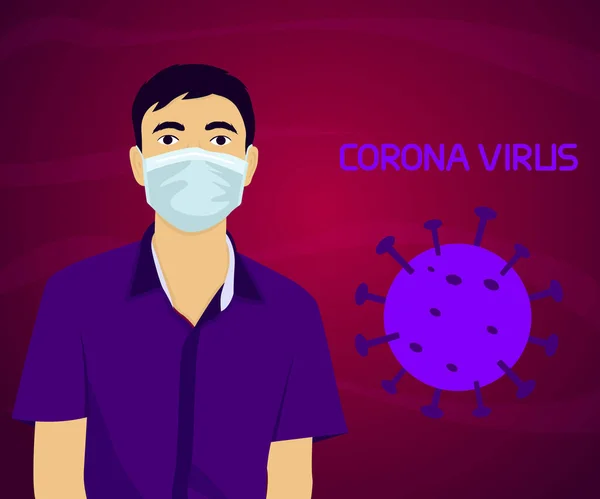 Asian Young Man Coronavirus 2019 Ncov Inglés Wuhan Coronavirus 2020 — Archivo Imágenes Vectoriales