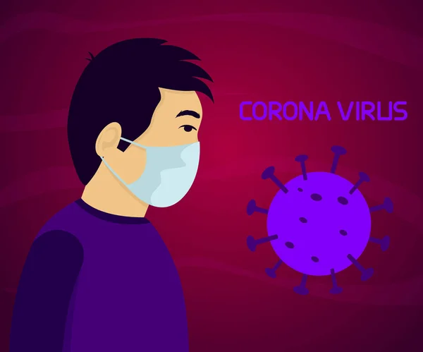 Jeune Homme Asiatique Coronavirus 2019 Ncov Concept Wuhan Coronavirus 2020 — Image vectorielle