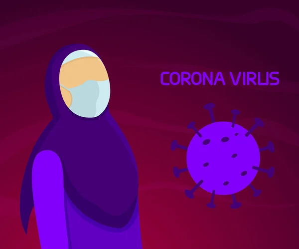 Femme Musulmane Dans Coronavirus 2019 Ncov Wuhan Coronavirus 2020 Jeune — Image vectorielle