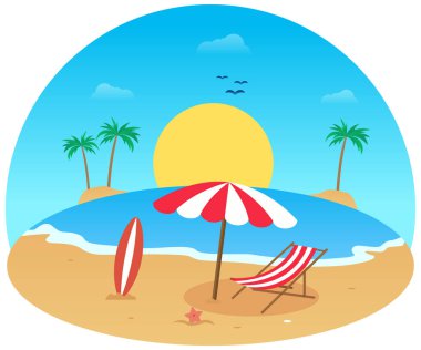 vektör tasarımı plajda düz yaz
