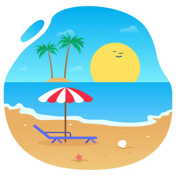 Zomer Vector Plat Ontwerp Het Strand — Stockvector