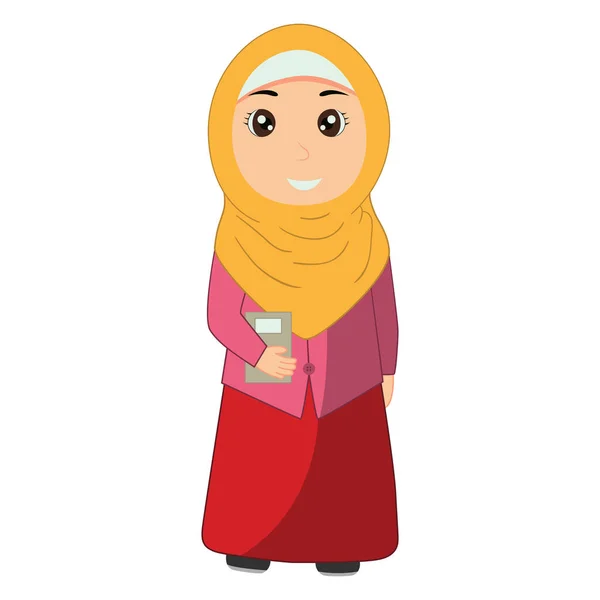 Vektor Ilustrasi Anak Anak Muslim Besar Untuk Poster Atau Lebih - Stok Vektor