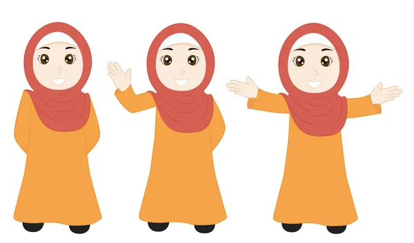 Illustration Vectorielle Des Enfants Musulmans Idéal Pour Les Affiches — Image vectorielle