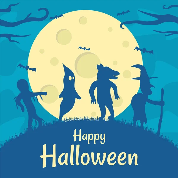 Fantasmas Salen Halloween Los Fantasmas Que Salen Cuando Llega Luna — Vector de stock