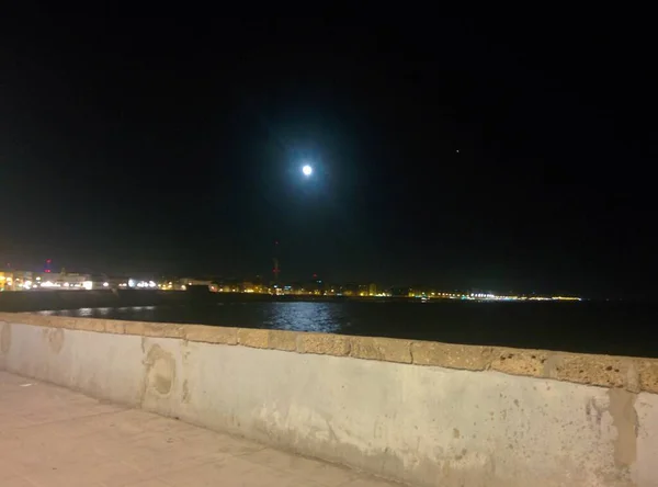 Luna Llena Playa Cádiz Andalucía España — Foto de Stock