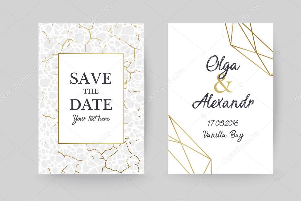 Marble gold texture card, wedding invitation.