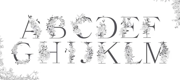 Bruiloft alfabet. Initialen met botanische elementen. Monogram regeling. — Stockvector
