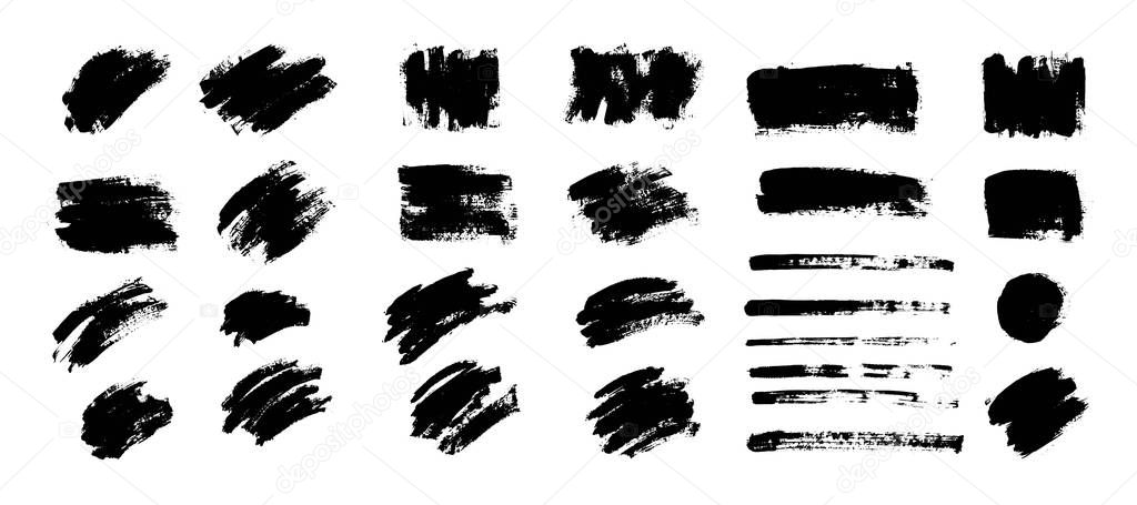 Dirty artistic design element, box, frame or background for text. Vector black paint, ink brush stroke, brush. Scribble texture.