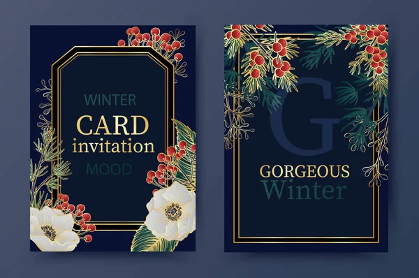 Winter holiday background, invitation. Wedding pattern design. Floral arrangement. Christmas and Happy New Year card.