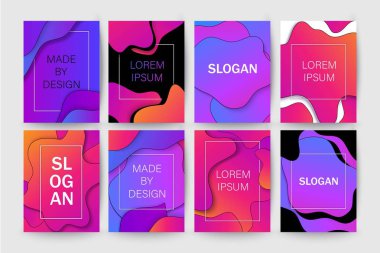 Soyut sıvı şekillerle arka planlar. Fütüristik renkli broşür, kapak, poster şablonu.