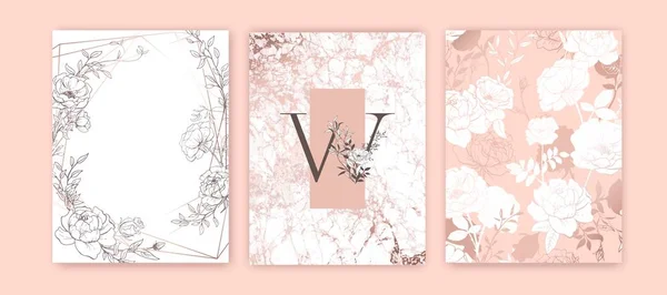 Дизайн Цветочной Рамы Свадебное Приглашение Ботанический Состав Ручной Рисунок Цветов — стоковый вектор