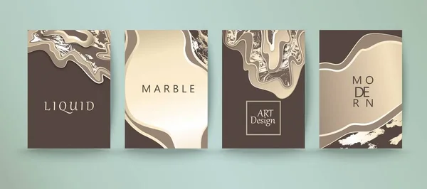 Marmeren achtergrond met gouden textuur. Ontwerp voor Wedding Card, cover, flyer, brochure. Vloeibare vormen. — Stockvector