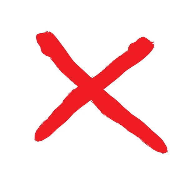 X czerwony znak. Symbol graficzny znaku krzyżyków. Przekreślone pociągnięcia pędzlem. — Wektor stockowy