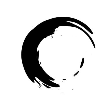 Beyaz arka plan üzerinde siyah daire. Elle çizilmiş yuvarlak tasarım öğesi. Vektör çizimi.