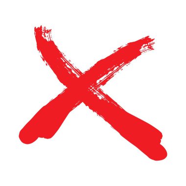 X kırmızı işareti. Çapraz işaret grafik sembolü. Çapraz fırça darbeleri.