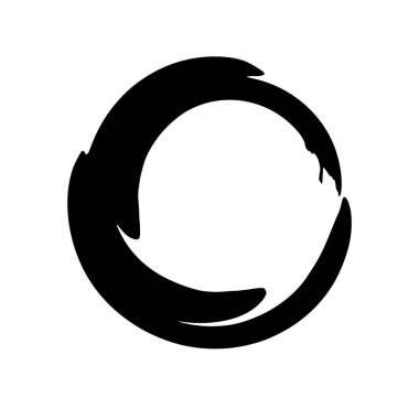 Beyaz arka plan üzerinde siyah daire. Elle çizilmiş yuvarlak tasarım öğesi. Vektör çizimi.