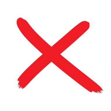 X kırmızı işareti. Çapraz işaret grafik sembolü. Çapraz fırça darbeleri.