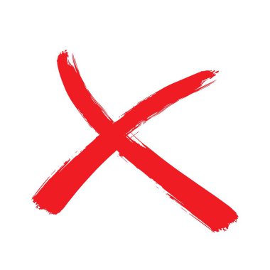 X kırmızı işareti. Çapraz işaret grafik sembolü. Çapraz fırça darbeleri.