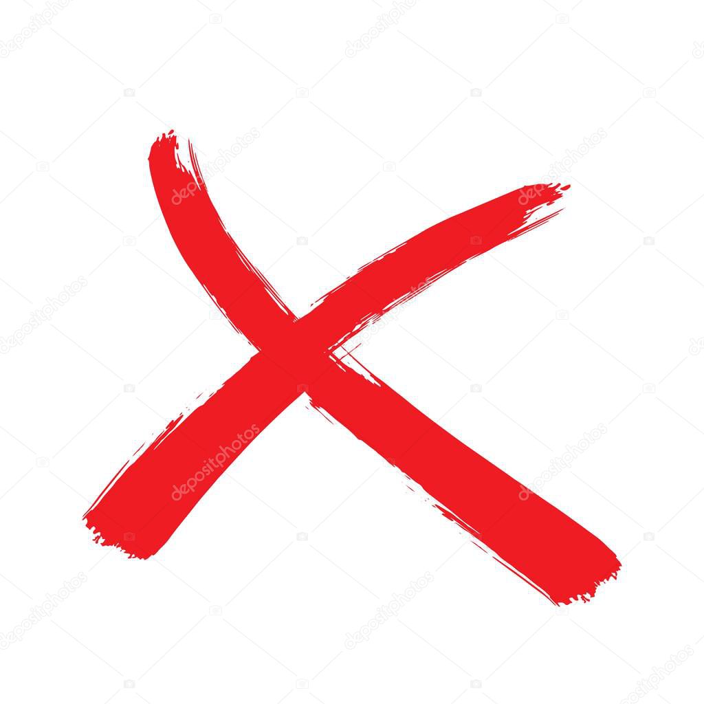 X red mark. Cross sign graphic symbol.