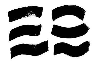 Vektör fırça darbesi. Sıkıntılı bir doku. İzole siyah çizgiler. Grunge tasarım elementleri.