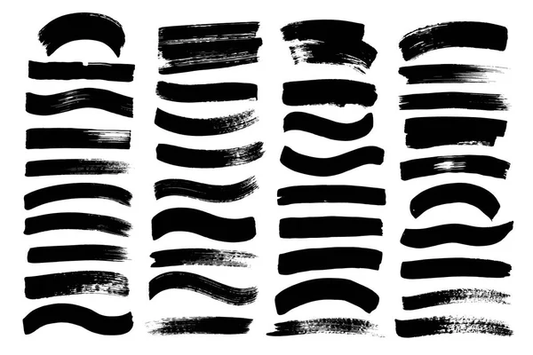 Vector brush stroke. Distressed texture. Isolated black stripes. Grunge design elements. — Stock Vector