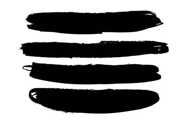 ベクトルブラシストローク落ち込んだ質感隔離された黒い縞。グランジデザイン要素. — ストックベクタ