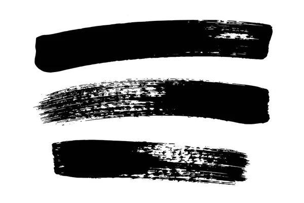 ベクトルブラシストローク落ち込んだ質感隔離された黒い縞。グランジデザイン要素. — ストックベクタ