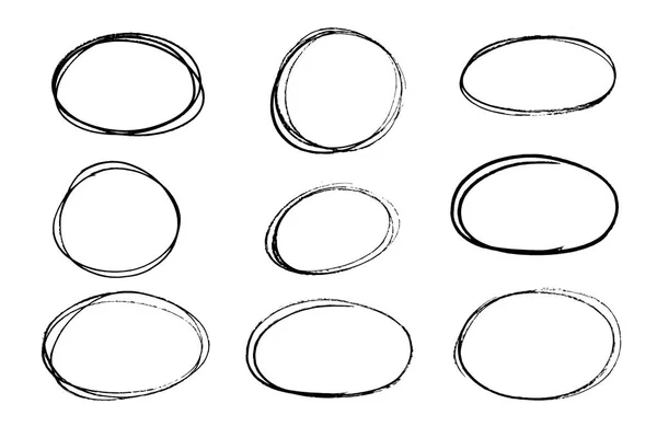 バックグランジ楕円形の円のセット。手描きのデザイン要素. — ストックベクタ