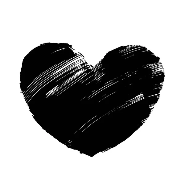 Black grunge textured heart. Hand drawn symbol of love. Vector design element. — Stock Vector