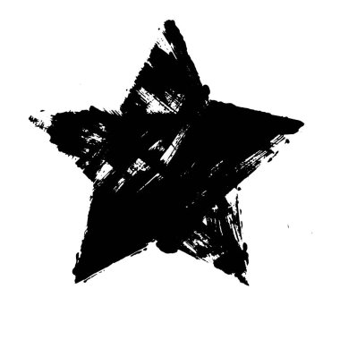 Grunge siyah yıldız desenli. El çizimi tasarım ögesi.