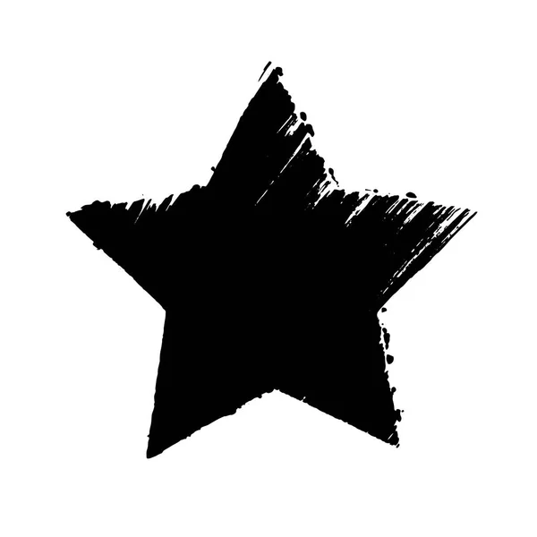 Grunge texturizada estrella negra. Elemento de diseño dibujado a mano . — Vector de stock