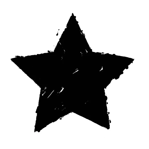 Grunge strukturierter schwarzer Star. Handgezeichnetes Gestaltungselement. — Stockvektor