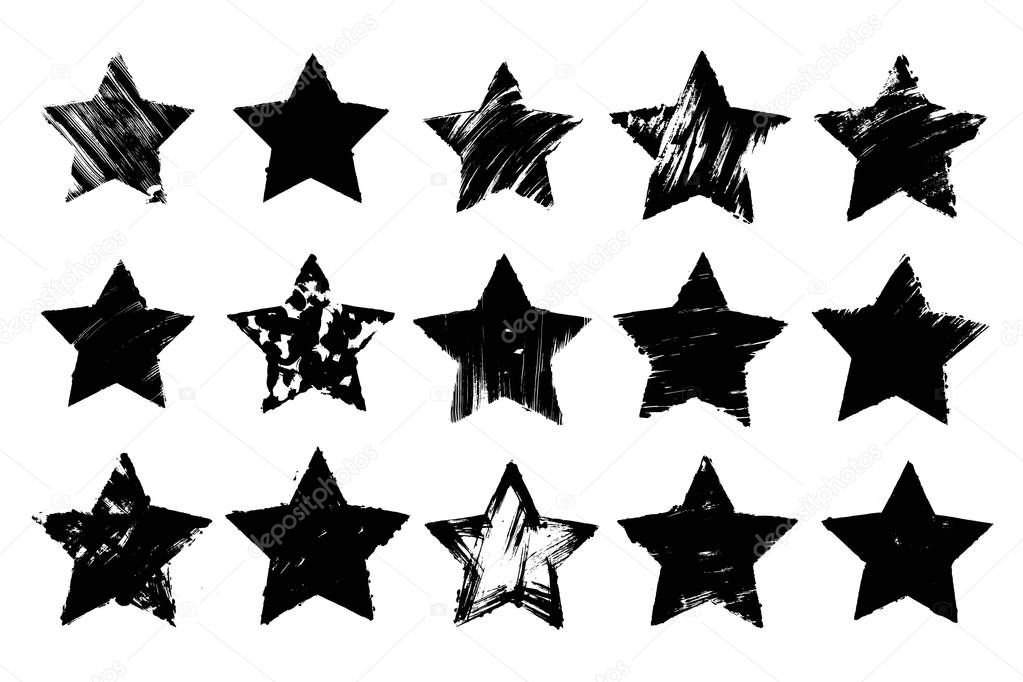 Grunge black star. Hand drawn design element.