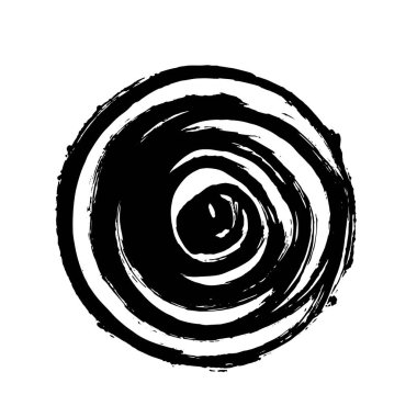 Siyah grunge dairesi. Yuvarlak el desenli şekil.