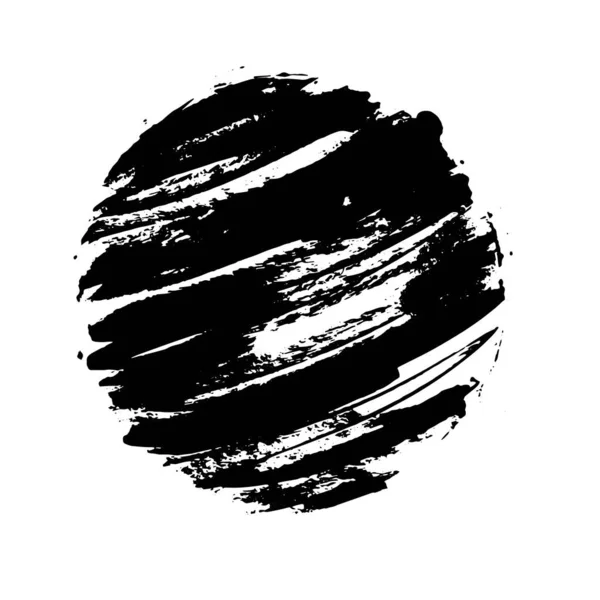 Black grunge circle. Round hand drawn textured shape. — ストックベクタ