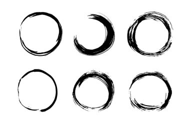 Siyah grunge dairesi. Yuvarlak el desenli şekil.