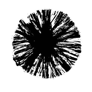 Siyah grunge dairesi. Yuvarlak el desenli şekil.