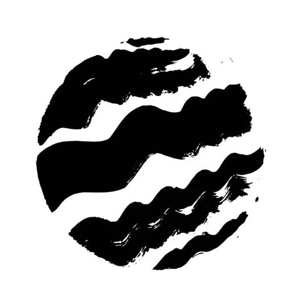 Círculo de grunge preto. Rodada mão desenhada forma texturizada . — Vetor de Stock