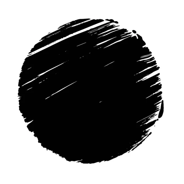 Black grunge circle. Round hand drawn textured shape. — ストックベクタ