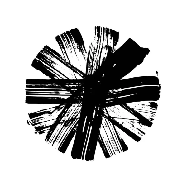 Cercle de grunge noir. Forme texturée dessinée à la main ronde . — Image vectorielle