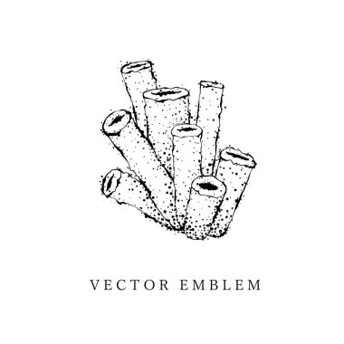 El çizimi siyah mercan şeridi. Özet, çizgi film, noktalı dövme tasarımı.