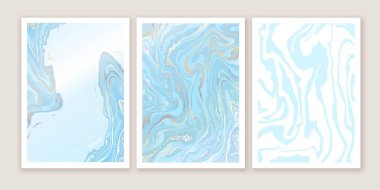 Lüks mavi ve altın rengi sıvı arka plan. Mermer doku taklidi.