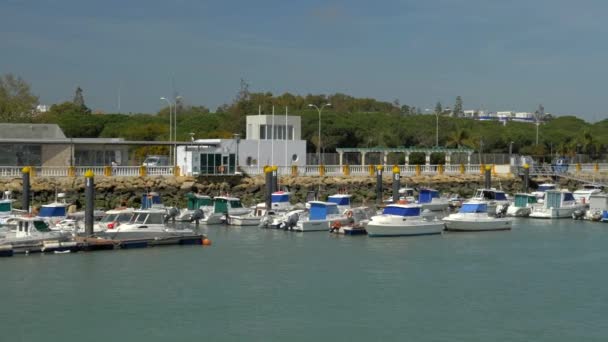 Barcos Atracados Guadalete Puerto Santa Mara Cdiz Vista Ferry Dia — Vídeo de Stock