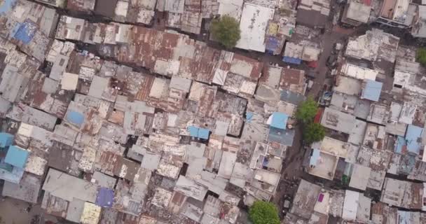 Top vista aérea das maiores favelas do mundo em Mumbai Índia. Bairro de Dharavi — Vídeo de Stock