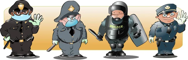 Ensemble Policiers Différents Pays Illustration Vectorielle — Image vectorielle