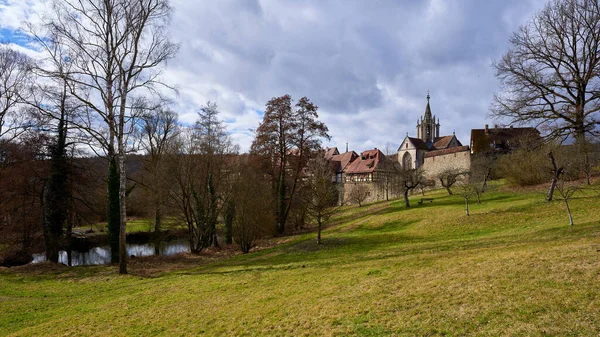 Panorama Complexe Monastique Bebenhausen Avec Étang Feu — Photo
