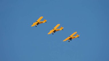 Hahnweide, Kirchheim unter Teck - 15 Eylül 2019: Meet Old timer Treffen) View on Piper, D-EUBL, D-EIBL PA 18-150. Hahnweide, Almanya 'da Kirchheim.
