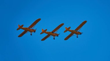 Hahnweide, Kirchheim unter Teck - 15 Eylül 2019: Meet Old timer Treffen) View on Piper, D-EUBL, D-EIBL PA 18-150. Hahnweide, Almanya 'da Kirchheim.